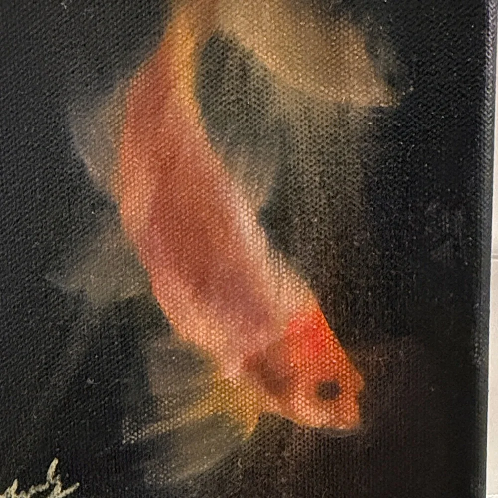 Original oil painting of Orange goldfish. Fish art, gold fish, oil painting,